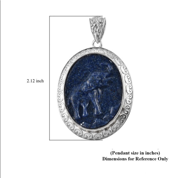 Freshened Lapis Lazuli Solitaire Pendant in Platinum Over Copper with Magnet - Picture 5 of 9